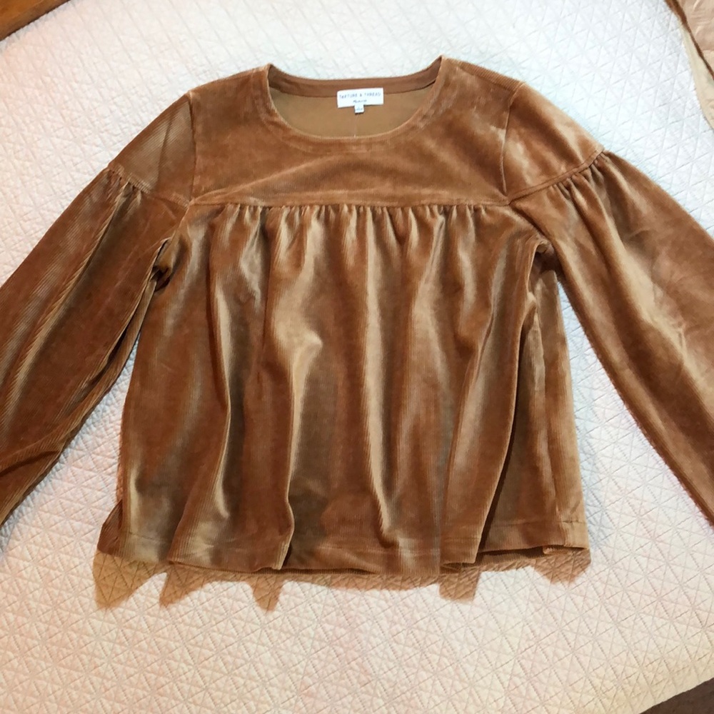 Madewell velour corduroy top, bell sleeves size L